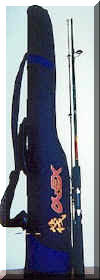 Special rod bag with reinforced nylon plate to protect rod.