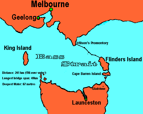 Proposed bridge across the Bass Strait