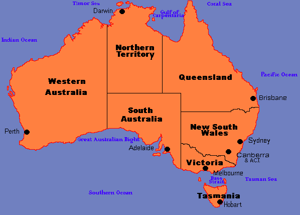 Australia, its states and capital cities