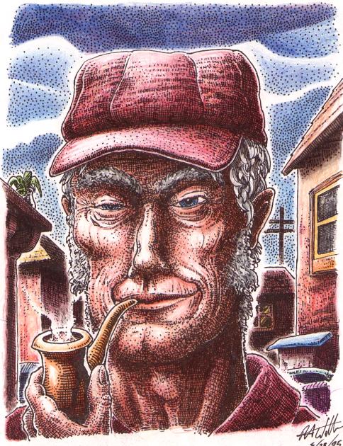 Pipe smokin' man drawing