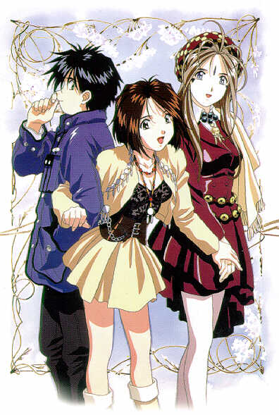 Keiichi, Megumi, and Belldandy from OMG!