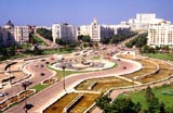 Unirii Square. The enormous People's Palace is seen in the distance.