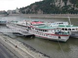 Two tour boats, the one in front is Romanian: Steaua Deltei - The Star of the Delta, referring to the Danube Delta in Romania. I wonder if it does cruises there, it's quite far from Budapest, about 1000km (625 miles) on the Danube. The one at the back is Bulgarian.