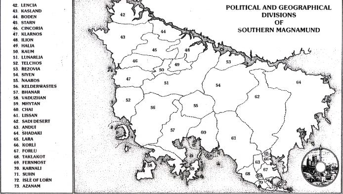 Mapa político de Magnamund del Sur