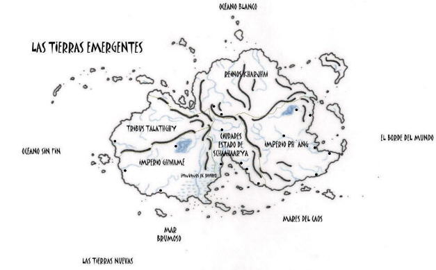 Mapa de las Tierras Emergentes; pulsa en cada zona para ir a su descripcin