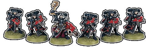 A Canoness and her Sisters of Battle Bodyguard