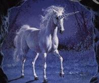 A unicorn during the night.