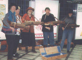 My mother with some of her keyharper friends in the Stockholm subway