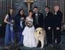 The US bridal party. With some of these folks, party is the operative word! ;) From left to right: Sarah Rounds, Kris Miles, Karen, Craig, Sophie (dog), Pete Miles, and Nick Rounds (Karen's brother). Sophie, Karen's mother's Great Pyrenese was the ringbearer.