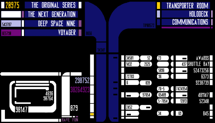 Please be patient while the graphics load, then click on the series you wish to view. Pictures that didn't fit in other categories can be found in the Shuttle Bay and remember to visit the Holodeck for books, cards and memorabilia. When you are done exploring, leave through the Transporter Room. Thanks, we hope you enjoy your voyage.