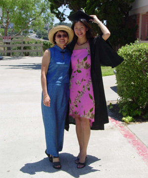 me and mom before the ceremony, outside my apt, June 2001