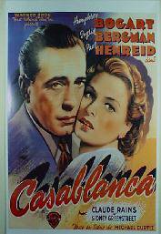 The first Casablanca poster. Ick! Badly drawn and garishly coloured, it ignores the minor characters that make this film so good.