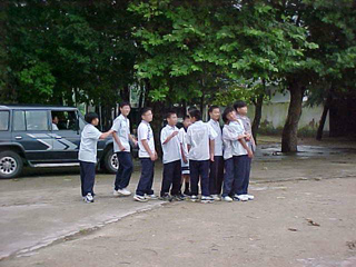 The lads line up,  Yongam Boys Middle School