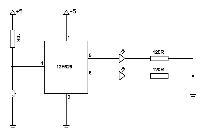 Push Button Switch LEDs circuit diagram