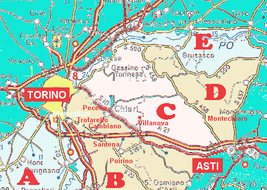 Map of Torino and suburbs