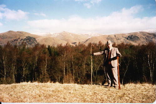 Dr Davie with ancient measuring
instruments: Photograph Copyright Milson Macleod 1990