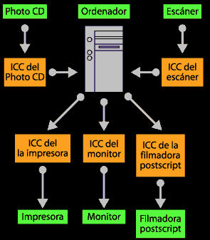 Diagrama de la gestión del color digital