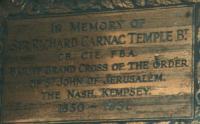 Picture of the plaque to Sir Richard in Kempsey Church. Click here for an enlargement.