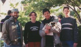 Exchange students at an animal blessing service