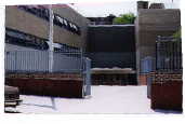 A View of Tetard Middle School from just outside the main entrance