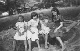 Cousins:Agnes,Judy,Armada,Pat at the old Alexander School