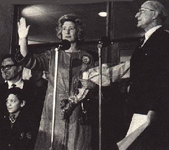 Winnie Ewing celebrates her historic victory