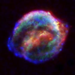 Kepler's Supernova Remnant In Visible, X-Ray and Infrared Light.