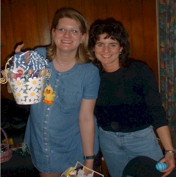 Amy K & Heather show off her Easter Basket.