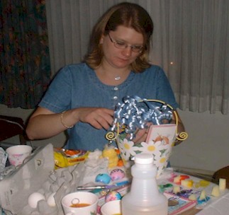 Amy K was working hard to get her Easter Basket looking just right.