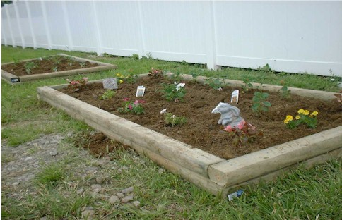 The flower bed.