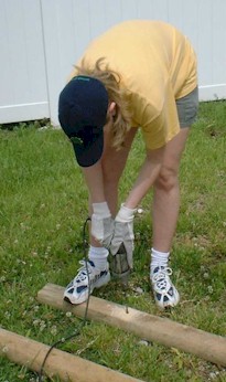 Amy K drilling away, just because she misses working at the dentist's office!