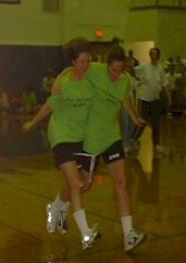 Stephanie and Crissy start off strong on the 3-Legged Race