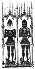 Brass of Sir Robert and his son Sir Thomas Swynburne at Little Horkesey Church, Essex, from a nineteenth century rubbing