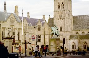 The Market Square, Durham and St. Nicholas' Church - February 2003