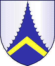 Azure chappe ploye invected argent a chevron Or