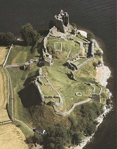 Aerial view of Urquhart Castle