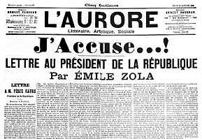 "J'accuse" 
dans l'Aurore