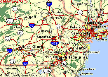 Map of Eastern Pennsylvania