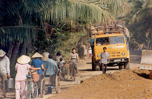 Construction on Highway 1, near Nha Trang, Southern Vietnam