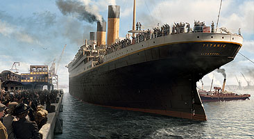 Titanic casts off (from James Cameron's "Titanic")