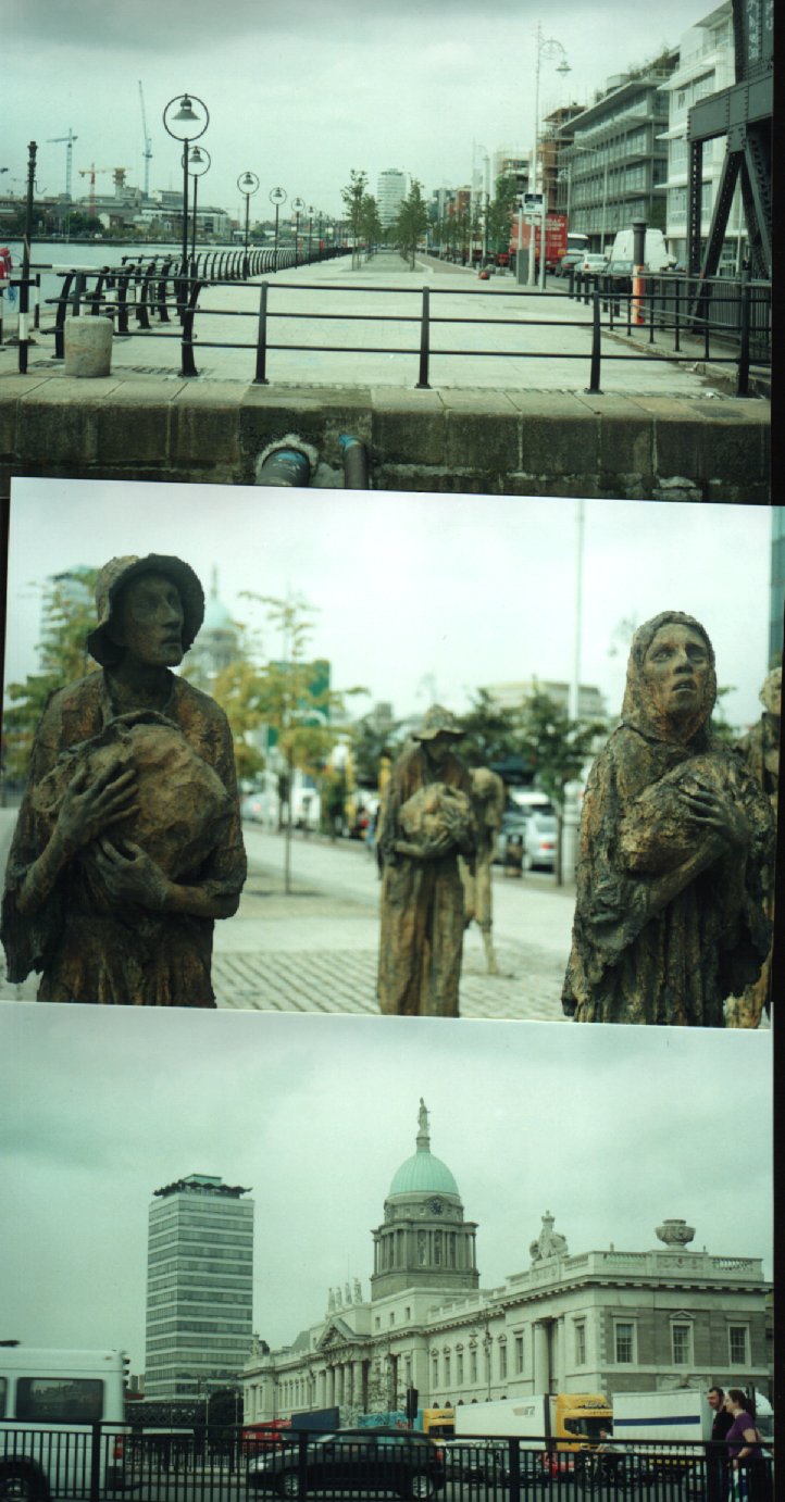 places around dublin, some statues, and i think the bottom one is the house of commerce or something...