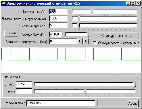 Electrophysiological  Stimulator screenshot