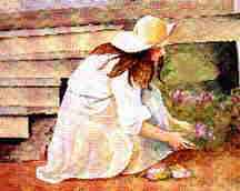 A girl planting flowers