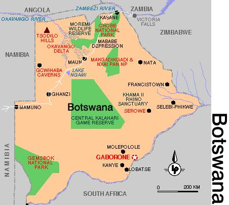 Map of Botswana, our route in white.   MAP COURTESY OF LONELY PLANET; CLICK HERE TO GO TO LONELY PLANET'S WEBSITE