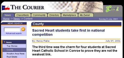 Sacred Heart students take first in national competition