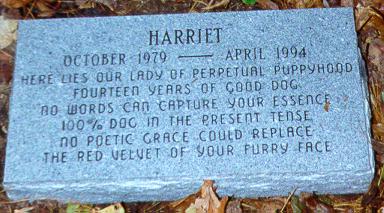 Harriet's grave stone