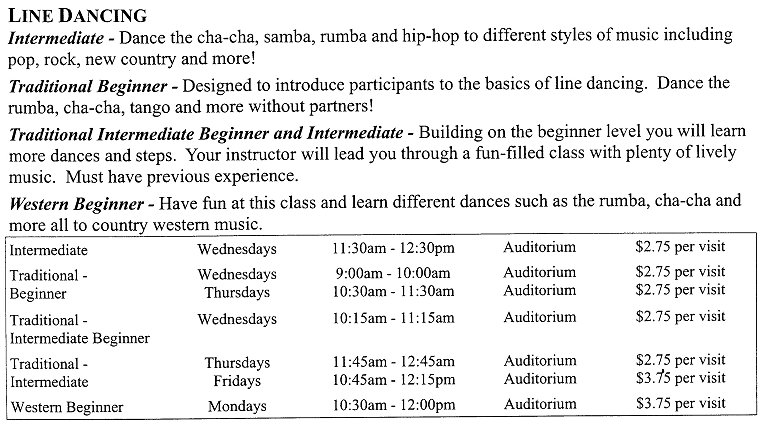 Activity Guide Page 12 Line Dancing