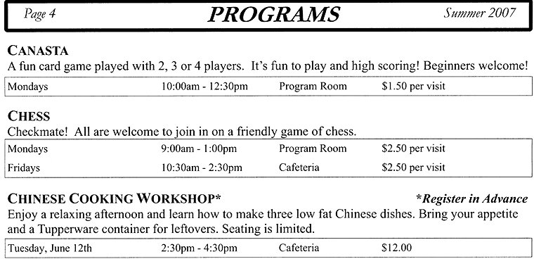 Programs - Canasta, Chess, Chinese Cooking Workshop - Page 4