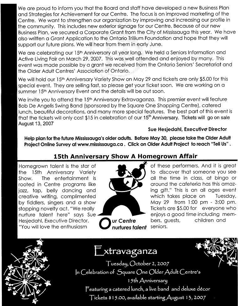 Square One Older Adult Centre Members' News April 2007 page 2