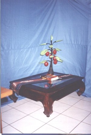 Opium table with glass on top